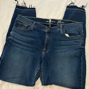 7 For All Mankind Frayed Hem Jeans in Indigo
